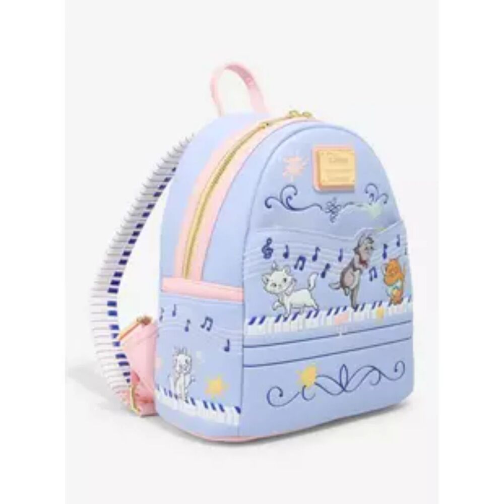 Aristocats light blue Piano mini backpack & Zipper Wallet Loungefly Disney